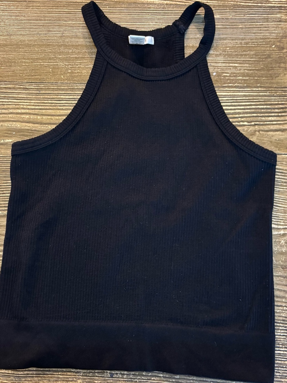 Bozzolo Black Ribbed Racerback Tank Top Size S/M Stretch Fitted Basic